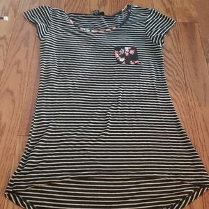 2 for 10 high low short sleeve striped floral